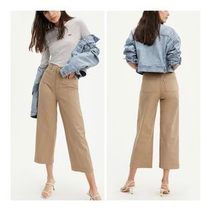 Levi’s Women’s Utility Wide Leg High Rise Crop Khaki Jeans Size 12 NWT